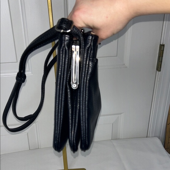 Nine West Black Two Way Bag Silver Kisslock and Leopard Print Interior GUC - Picture 13 of 15